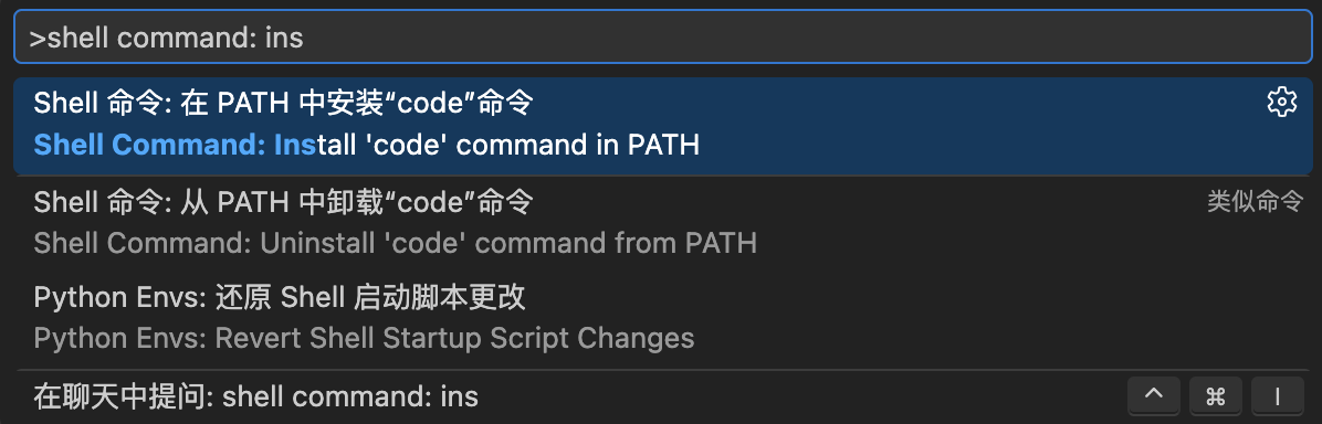 在 PATH 中安装 code 命令